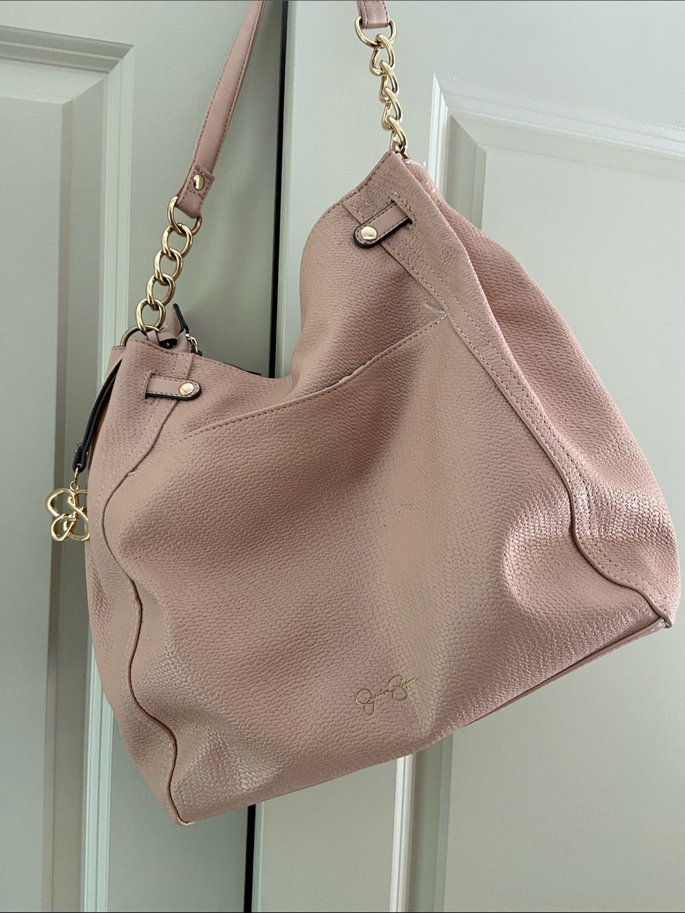 Jessica Simpson Blush Pink Pebbled Leather Shoulder Bag